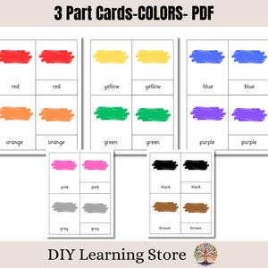 3 Part Cards- Colors- Montessori Nomenclature- Flashcards- Three Part Cards- Flash Cards- Preschool, Homeschool, Special Needs- Editable PDF