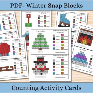 Tapetes de bloques de conteo de invierno: 12 tarjetas visuales: preescolar, jardín de infantes, primer grado, educación en el hogar, necesidades especiales: recursos de aprendizaje (PDF)