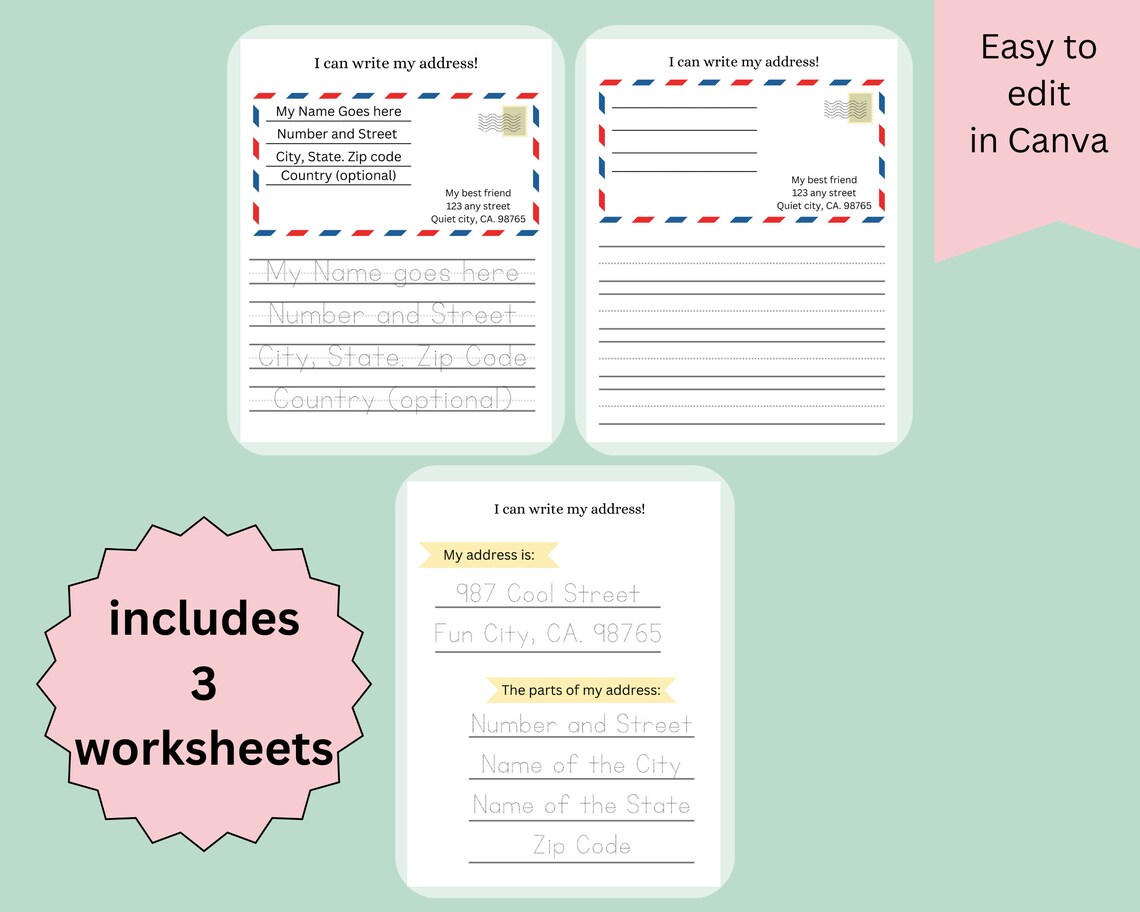 Editable Address Worksheets- Practice Learning Life Skills- Busy Binder ...