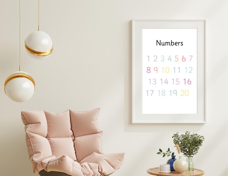 Numbers 1-20- Wall Art- Teaching Printable- Counting Poster- Homeschool ...