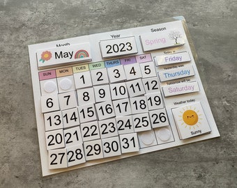 Kids Calendar- Preschool Calendar- Perpetual Calendar- Homeschool, Classroom Decor, Daycare, Toddler Activities-Educational Toy- PDF