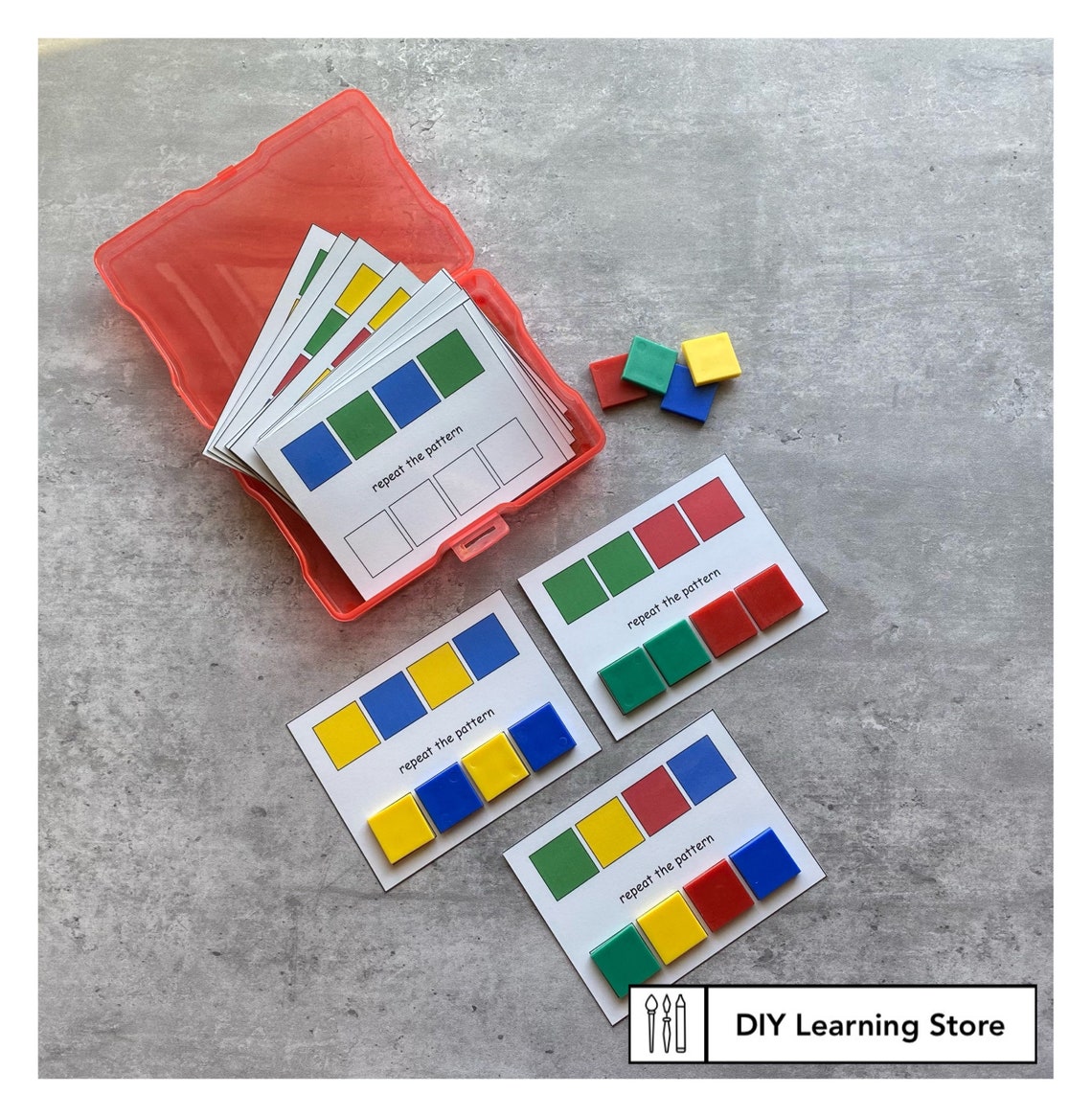Patterns With Colored Tiles Task Box Activity Set - Etsy