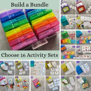 Build a Bundle- 16 task box learning activity sets and carrying case- Preschool, Kindergarten, 1st grade, Montessori resources, Special Need