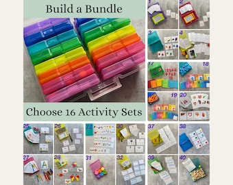 Build a Bundle- 16 task box learning activity sets and carrying case- Preschool, Kindergarten, 1st grade, Montessori resources, Special Need