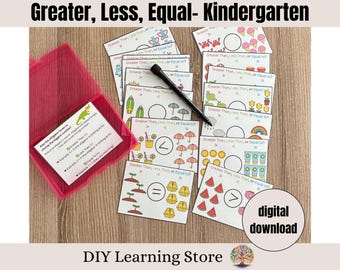 Greater Less Equal Montessori Cards, Kindergarten Math (PDF)