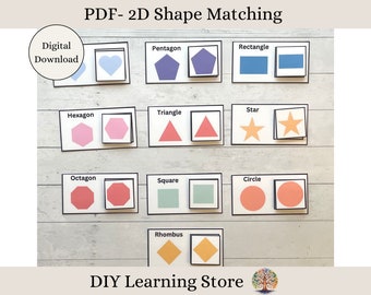 2D Shape Matching Task Box Activity Set- Montessori Printable- Homeschool, Preschool, Toddler Busy Book, Special Education-PDF