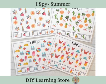 I spy games- Summer theme -Preschool -Kindergarten- Special Education- Activity Pages- quiet time- busy book -printable worksheets- PDF