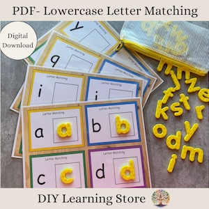 Tapetes de aprendizaje para unir letras minúsculas, descarga instantánea, juguete de aprendizaje Montessori para preescolar, educación en el hogar, necesidades especiales, tiempo de tranquilidad, PDF