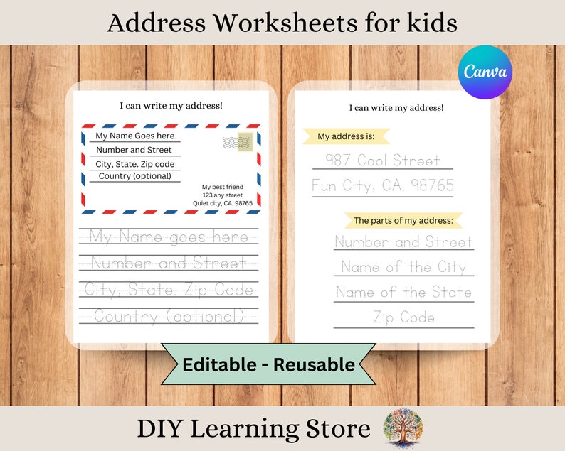 Editable Address Worksheets- Practice Learning Life Skills- Busy Binder ...