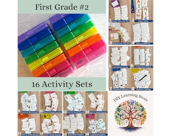 1st grade #2 Activity Bundle- 16 task box learning activities and carrying case- Homeschool, SpEd, Classroom Tools, Teacher Resources