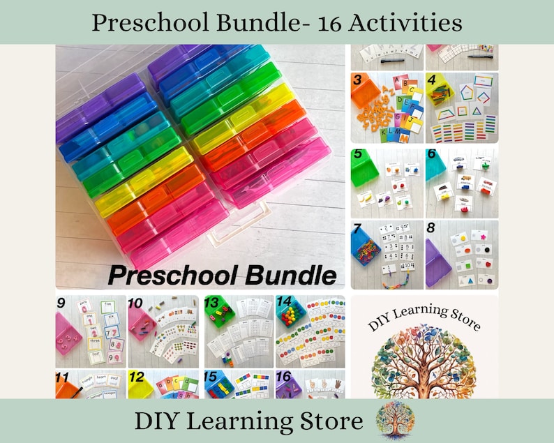 Preschool Activity Bundle- 16 task box learning activities and carrying case- Homeschool, Pre K, Special Education, Teacher Resource bild 7