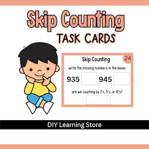 Skip Counting Task Cards | 3-Digit Numbers Math Activity | Elementary Math Center | Printable Math Task Box | 2nd Grade Math Practice