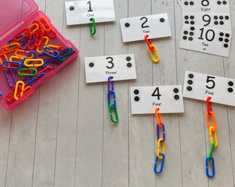 Counting 1-10 with Colored Links Activity set- Montessori Learning Toy for Preschool, Homeschool, Kindergarten Prep, and Special Education