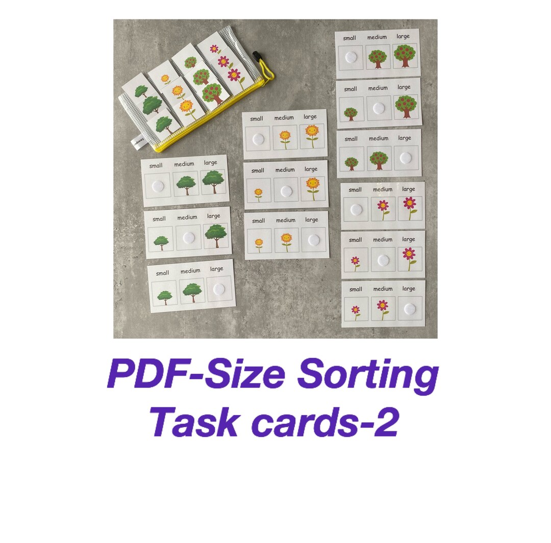 PDF Size Sorting Task Box Activity Cards 2 Instant Download Montessori ...