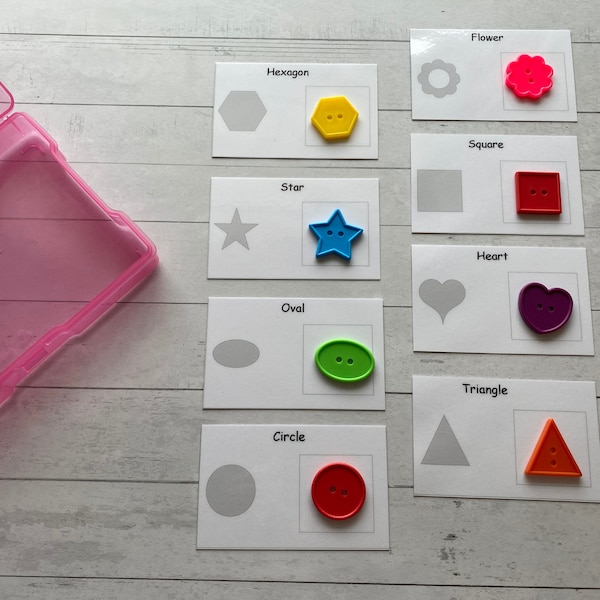 2D Shape Matching Task Box Activity Set- Montessori Learning Toy for Preschool, Homeschool, and Special Education