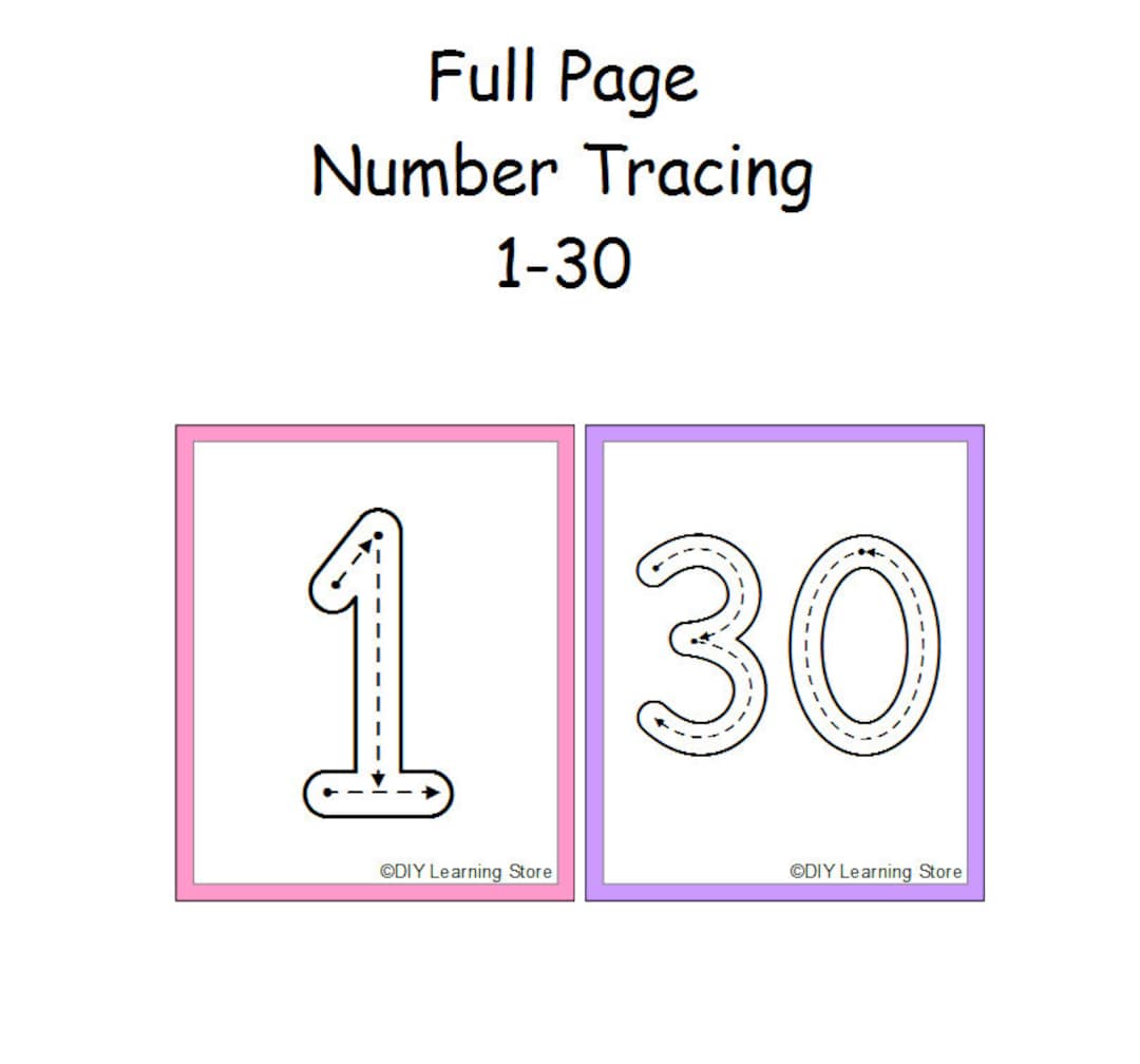 PDF Full Page Number Tracing 130 Preschool / Special Education