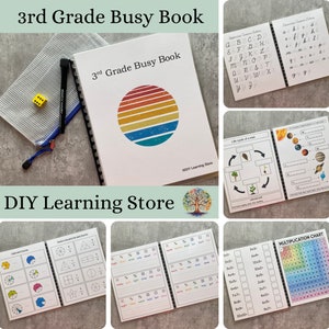3rd grade busy book-reusable laminated activity book- Montessori learning toy- homeschool- busy book- busy binder- learning binder