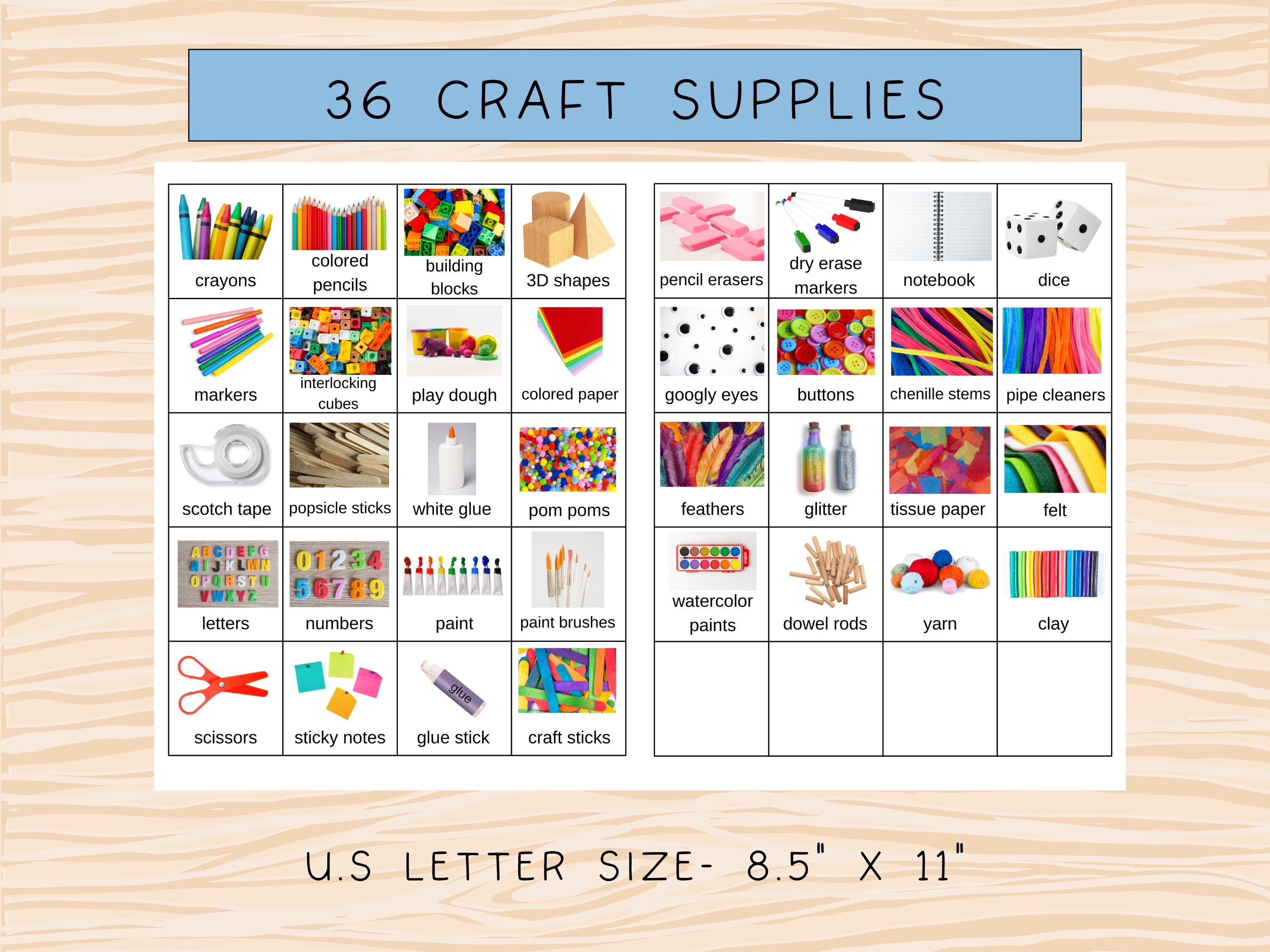 36 Craft Supplies Picture Cards- Visual Aid- Communication Board- Flash ...