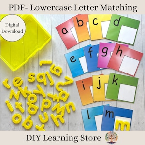 Cartões de atividade de correspondência de letras minúsculas, caixa de tarefas pré-escolares, atividade de necessidades especiais, jogo de reconhecimento de letras, jogo de correspondência de letras para educação domiciliar