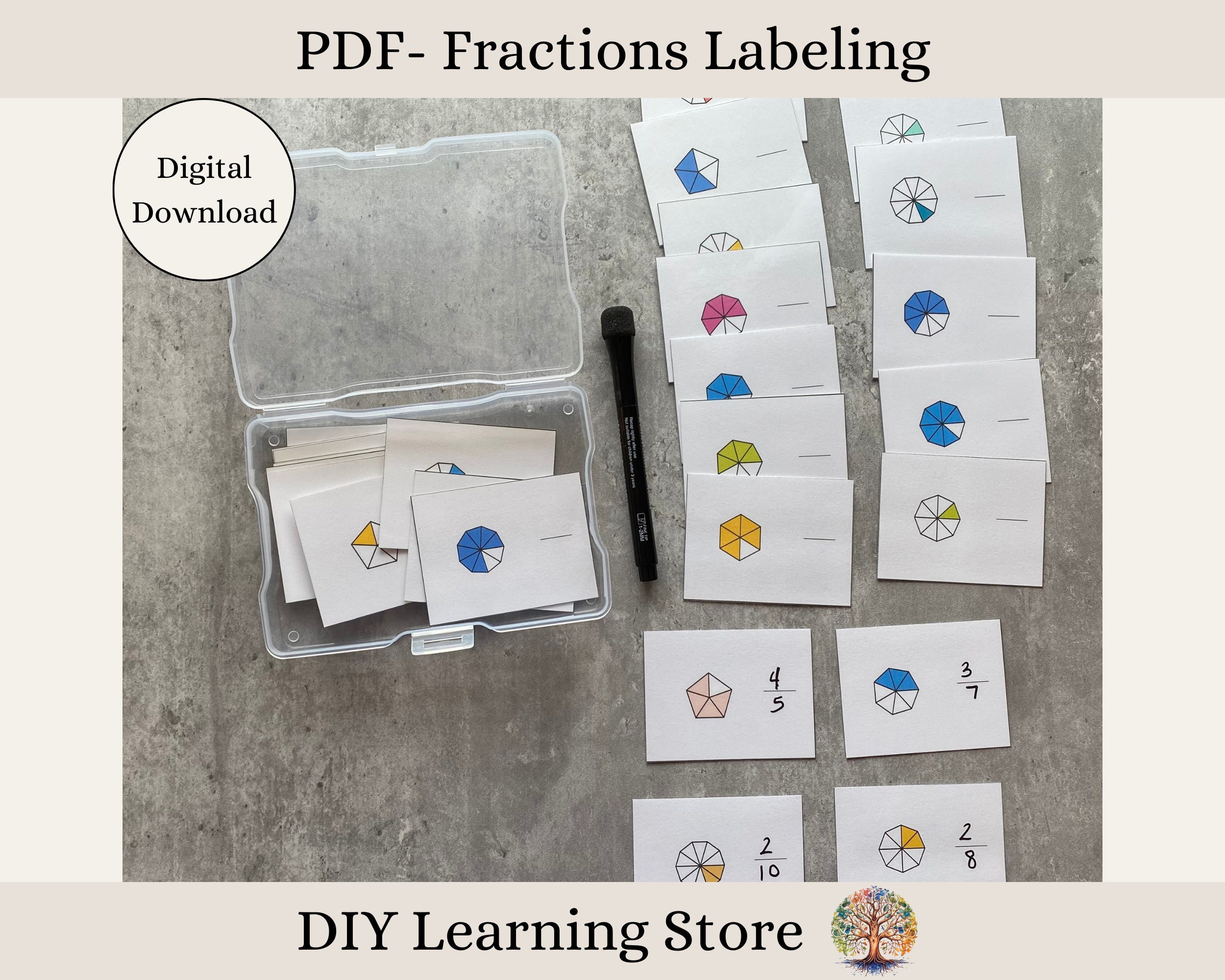 Fractions Labeling Activity Cards – Montessori Learning Toy (PDF) - Etsy