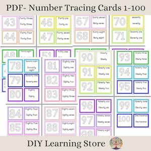Tracciamento dei numeri da 1 a 100 - Download immediato - Schede attività Task Box - Scuola materna, asilo, istruzione parentale, bisogni speciali, momenti di tranquillità - PDF