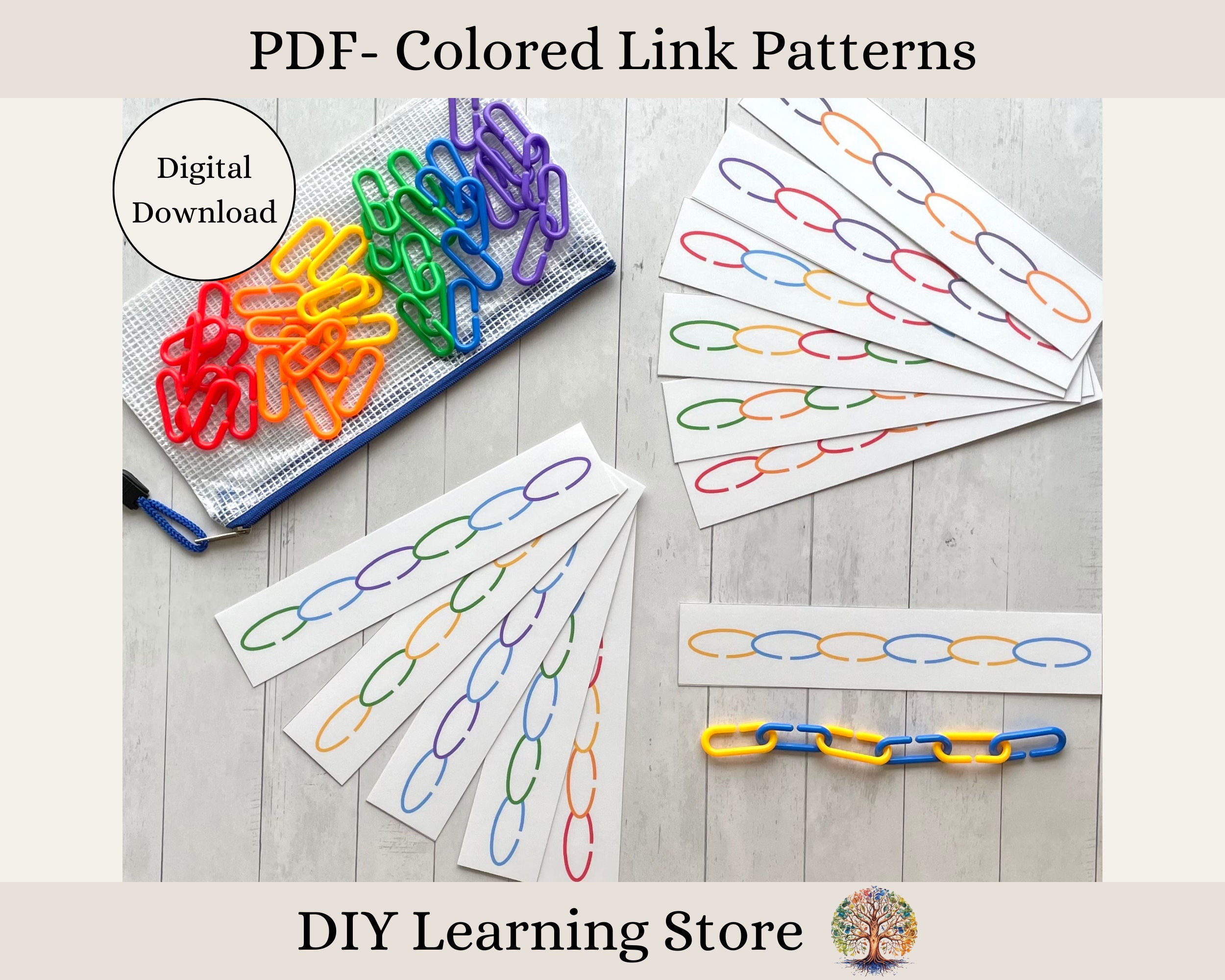 Colored Link Patterns- Montessori Learning Toy for Preschool ...