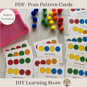Pom Muster - Aktivitätskarten - Sofortiger Download - Montessori Lernspielzeug für Vorschule, Heimschule, besondere Bedürfnisse, Kleinkind Ruhezeit-PDF