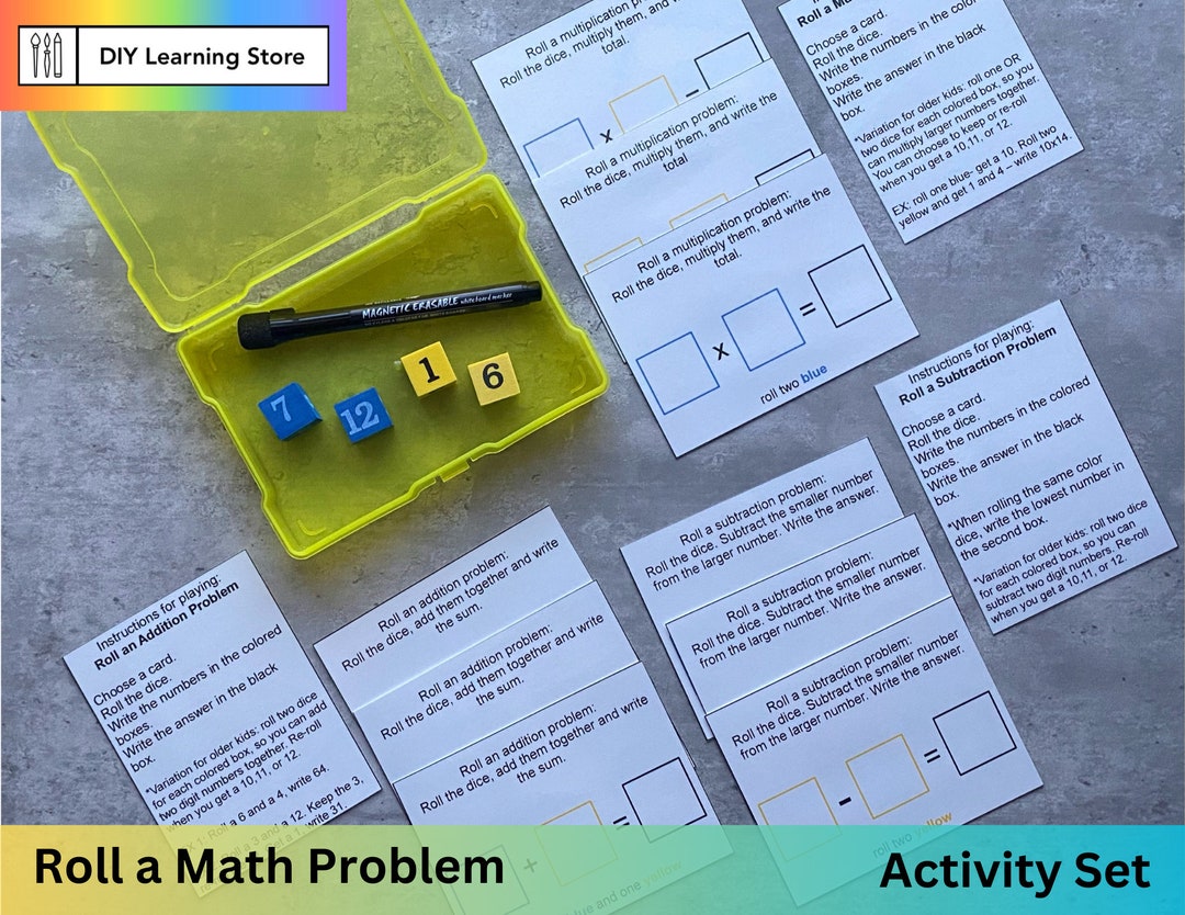 Roll a Math Problem-task Box Activity Set Montessori Learning - Etsy
