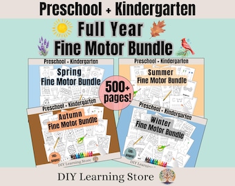 Full Year Fine Motor Bundle- Worksheets for Preschool, Kindergarten, Special Needs- Dot Art, Playdough Mats, Scissor Skills, Handwriting