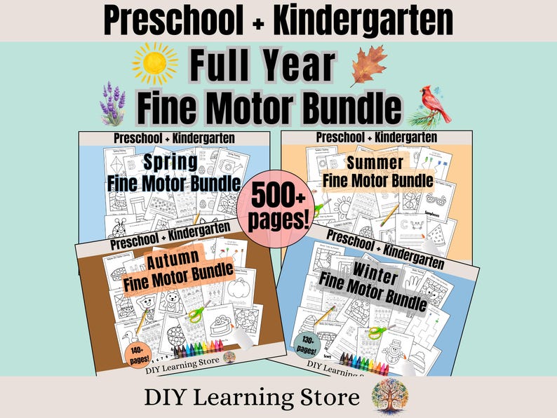 Full Year Fine Motor Bundle- Worksheets for Preschool, Kindergarten ...