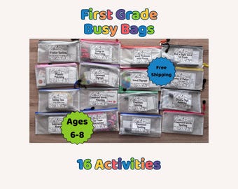 First Grade Busy Bag Bundle | 16 learning activities | Homeschool, Special Education, Teacher Resource, Ready-to-use, Premade, Hands-on