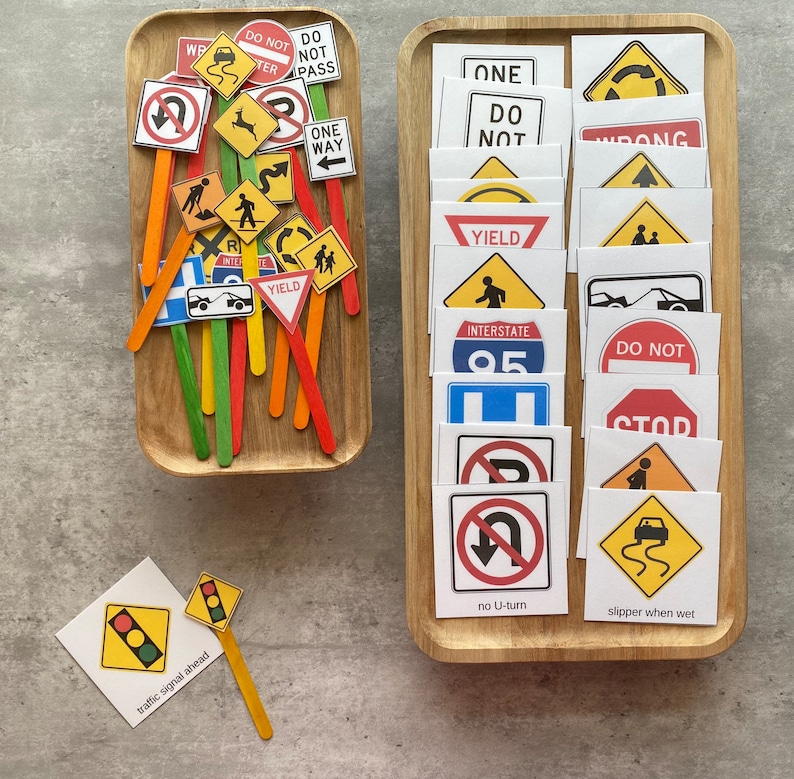 Road Signs Activity Set- Montessori Learning toy for preschool, homeschool, special needs, quiet time activities, kindergarten- PDF image 3