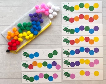 Pom Pom patterns activity set- Montessori Learning Toy for Preschool, Homeschool, and Special Education- Quiet Time Activity