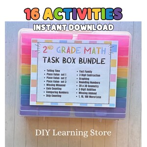 2nd Grade Math Task Cards Bundle | 384 Printable Math Cards | 16 Math Activities | Elementary Math Centers & Task Boxes