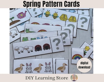 Pattern Match- Spring Themed Activity- Toddler Task Cards- Preschool Patterns- Kindergarten Learning Toy- Homeschool Resource- PDF
