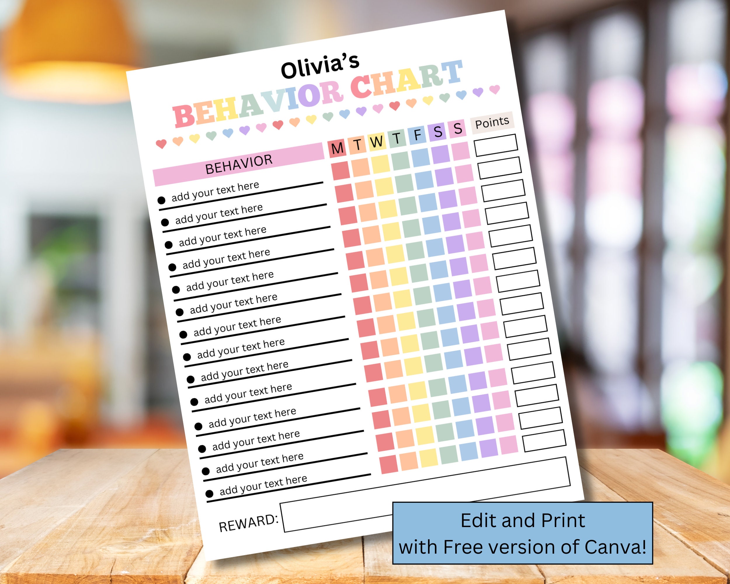 Editable Behavior Chart for Kids | Printable, Editable, Canva | Good ...