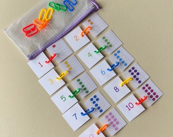 Colored Links Number Matching Activity Cards- Preschool, Homeschool, Special Needs, Numbers 1-20, Kindergarten, Quiet Time Learning- PDF