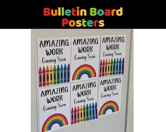 Bulletin Board Posters, Amazing Work Coming Soon Posters, Bright Colorful Bulletin Board Display, Student Work Classroom Posters, PDF Prints