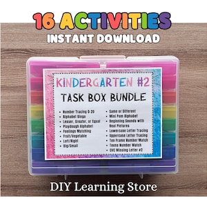 Pacote de Atividades para Imprimir para o Jardim de Infância nº 2 - 16 atividades de aprendizagem em formato de caixa de tarefas - Download digital, Download instantâneo, PDF, Google Drive