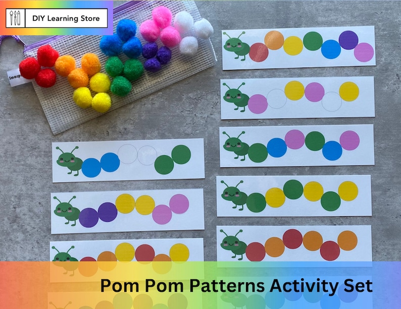 PDF Pom Pom Patterns Activity Cards Instant Download Etsy