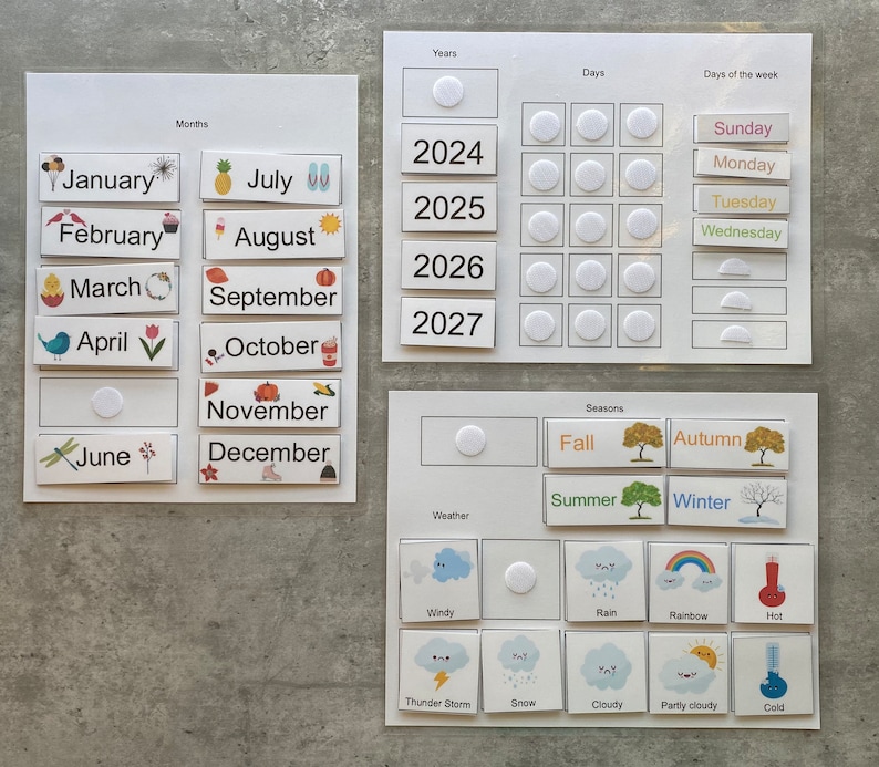 Pu&ograve; includere: Un grafico educativo colorato con immagini e testo per insegnare i mesi, i giorni della settimana, gli anni, le stagioni e il tempo. Il grafico include immagini di un calendario, un orologio, un sole, un arcobaleno e un termometro.