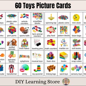 60 TOYS Picture Cards- Real Pictures- Visual Schedule- Homeschool- Classrooms- Preschool- Toy Bin Label- Autism Resource- Teaching Tool- PDF