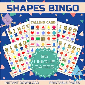 Shapes Bingo - Atividade de aprendizagem pré-escolar - Download instantâneo - Educação domiciliar, jardim de infância - Jogos de aprendizagem para crianças - PDF