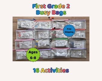 First Grade 2 Busy Bag Bundle | 16 learning activities | Homeschool, Special Education, Teacher Resource, Ready-to-use, Premade, Hands-on
