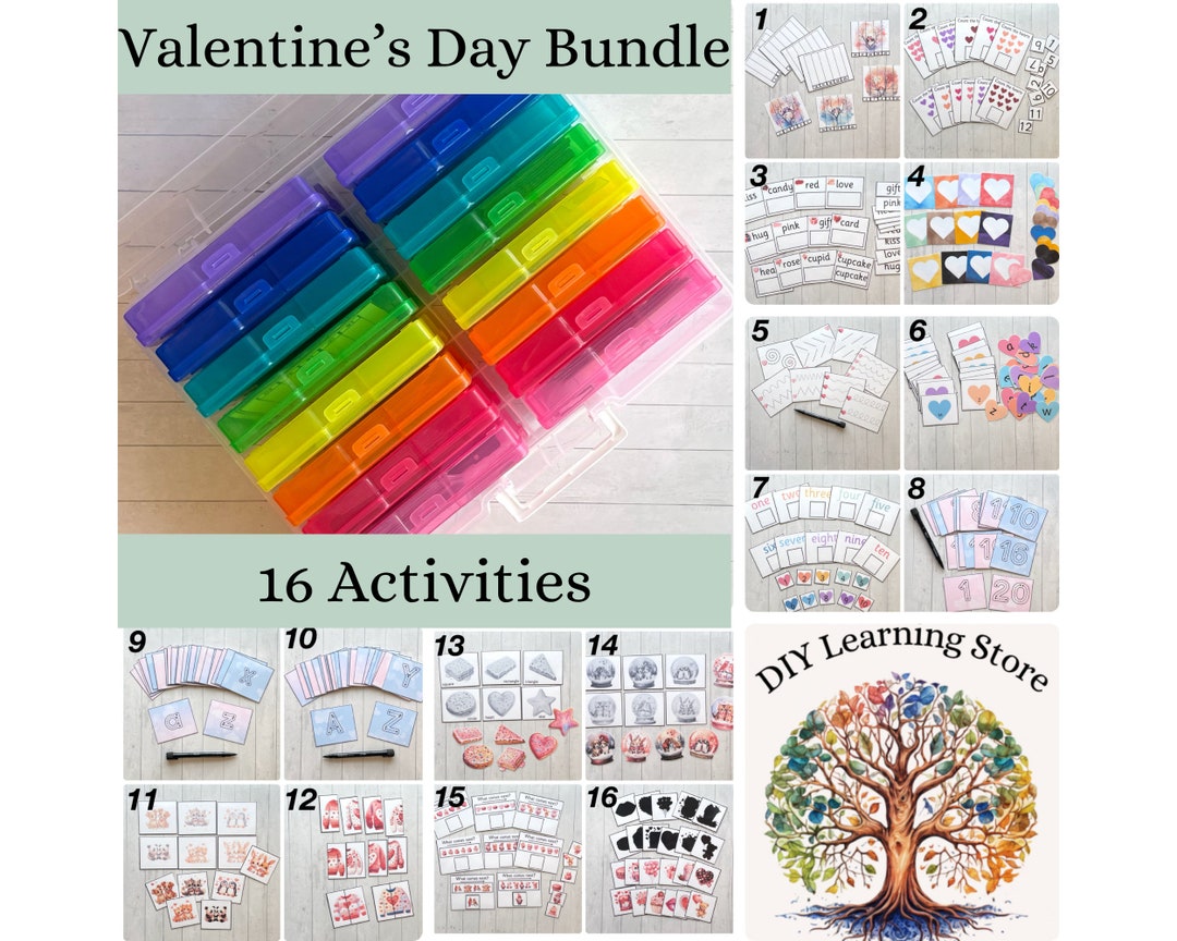 Valentine's Day Activity Bundle 16 Task Box Activity Sets and Carrying ...