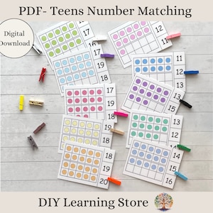 Cartes d'activités pour ados, pour apprendre à compter de 11 à 20 ans - Préscolaire, maternelle, école à la maison, besoins spéciaux, Montessori - PDF