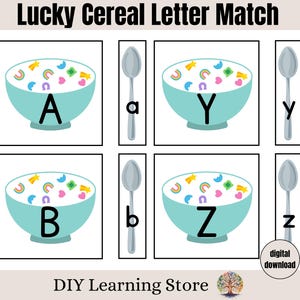 Juego de actividades para unir letras de cereales de la suerte - Día de San Patricio - Actividades con temática de primavera - Jardín de infantes - Preescolar - Educación en casa - Necesidades especiales - PDF
