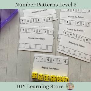 Number patterns with foam dice- level 2- task box activity set- Montessori Learning Toy for Preschool, Kindergarten, Homeschool, Special Ed