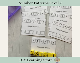 Number patterns with foam dice- level 2- task box activity set- Montessori Learning Toy for Preschool, Kindergarten, Homeschool, Special Ed