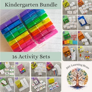 Kindergarten Activity Bundle- 16 task box learning activities plus a carrying case